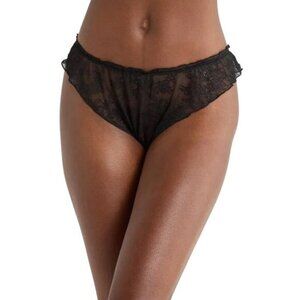 NWT Free People Intimately Gia Lace Tanga Anthracite Thong Underwear Panties L